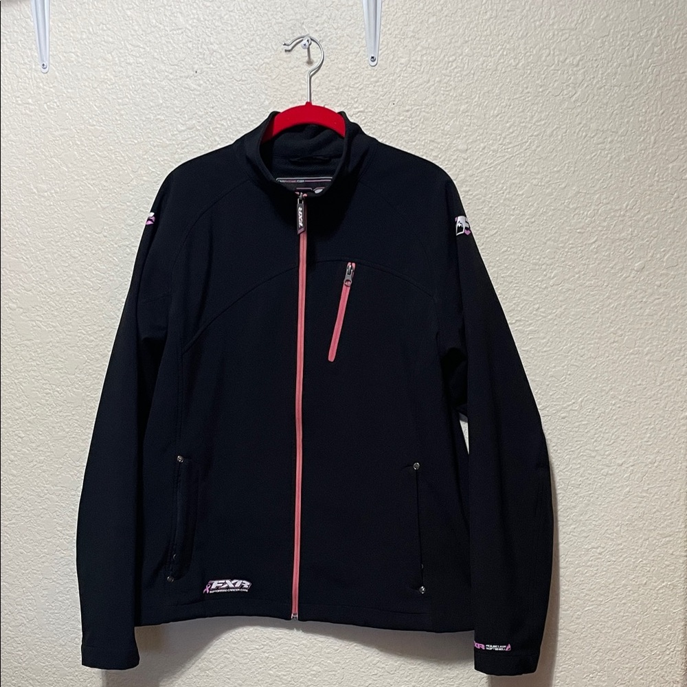 FXR Racing Womens Black Performance Jacket with Pink Supporting Cancer Care Logo